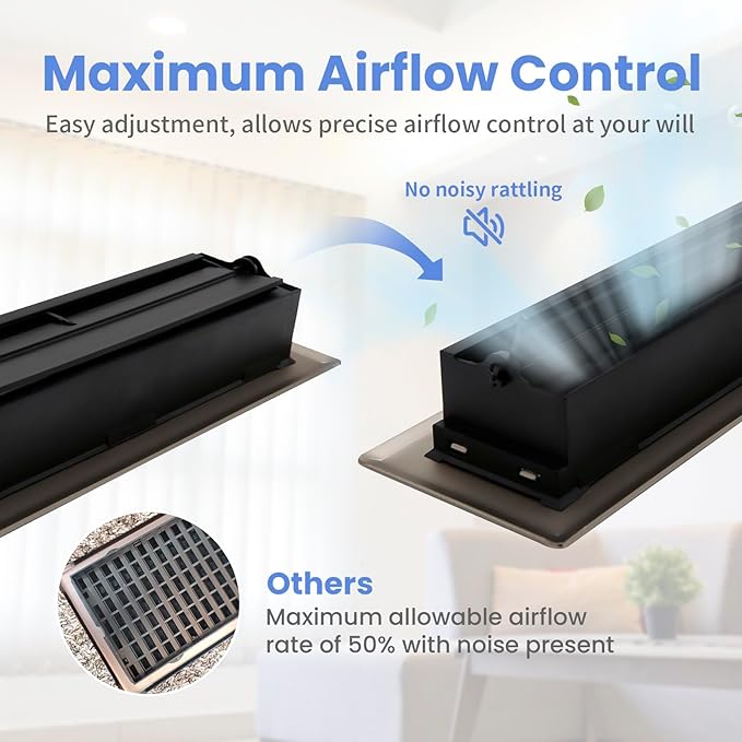 2x12 Inches Heavy Duty Walkable Floor Register Easy Adjust Air Supply Lever Floor Vents - Seattle Design - Vent Cover for Home Floor - Oil Rubbed Bronze