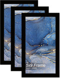 5x9 Picture Frame Set of 3, Black Frame for 5 x 9 Inch Picture Poster Photo, Light Weight and High Transparent 5 by 9 Frame for Wall - 3 Pack/Black/5"x9"