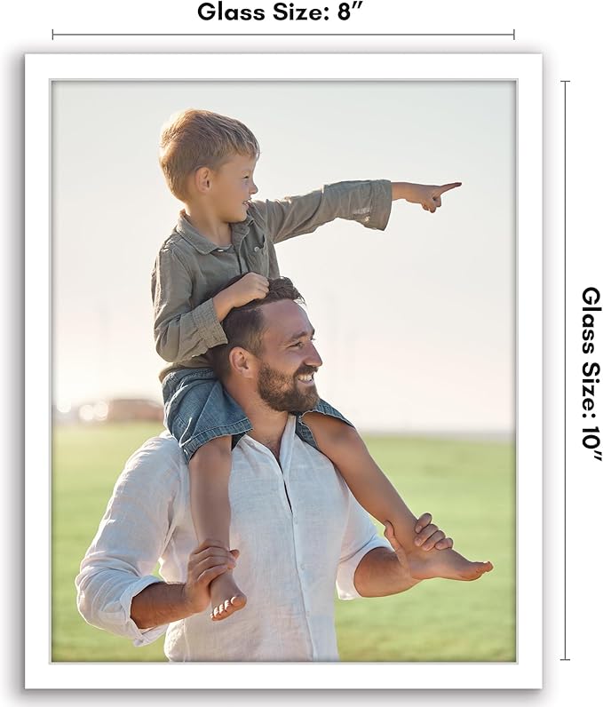 Americanflat 8x10 Picture Frame with Shatter-Resistant Glass - Streamline Collection - Thin Border Photo Frame for Tabletop and Wall Display - Hanging Hardware and Easel Stand Included - White