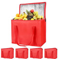 Bodaon 5-Pack Cooler Insulated Food Delivery Bag, X-Large Bags for Grocery/Catering/Shopping, Rideshare Delivery Bag, Thermal Hot Pizza, Large Cold and Frozen Accessories, XL Tote, Red