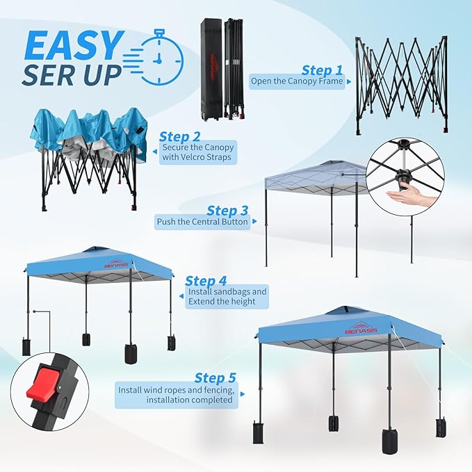 12x12 Pop Up Canopy, Easy Up Canopy Tent, Heavy Duty Tents for Parties, One Person Set Up Event Tent, Turquoise