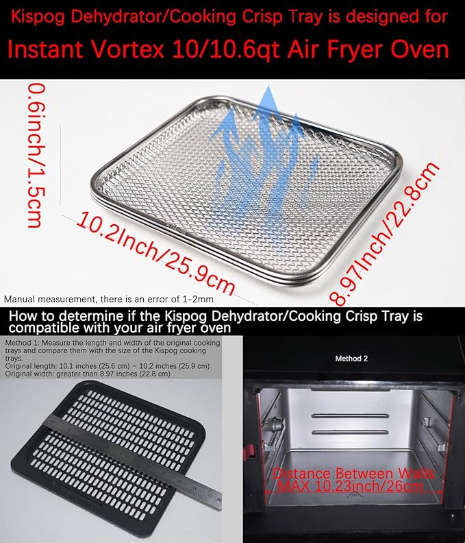 3-Pack Cooking Crisper Trays: Mesh Stainless Steel Replacement Trays Fit Instant Pot Air Fryer Oven 10QT - Max Airflow - BPA-Free - Teflon-Free - 2026