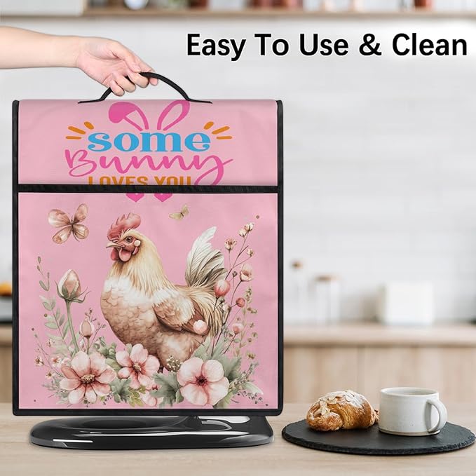 Kitchen Aid Mixer Cover Rooster Flower Floral Butterfly Stand Mixer Cover Compatible with 6-8 Quarts Stand Mixers, Dust Covers with Zipper Pocket Foldable Washable Kitchen Aid Organizer Bag