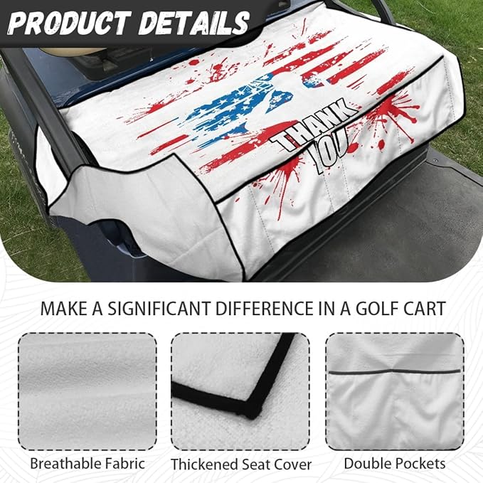 Golf Cart Seat Cover Cushion Featuring Breathable Microfiber Fabric, Waterproof Protection and Secure Non-Slip Design for Comfortable Outdoor and Daily Cart Use