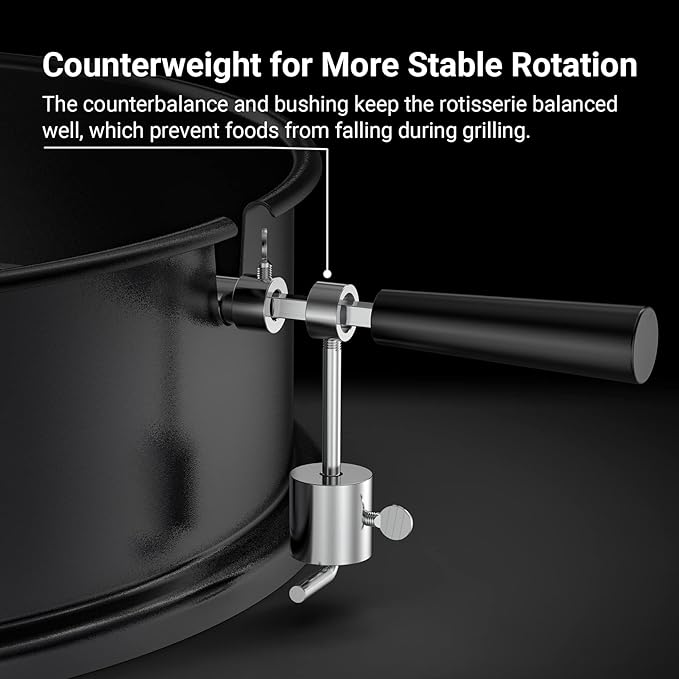 onlyfire Universal High-Temp Resistance Black Coated Steel Charcoal Kettle Rotisserie Ring Kit for Weber 2290 and Other Models