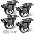 Casters, 3" Caster Wheels，Casters Set of 4 Heavy Duty - ASRINIEY Black Polyurethane Castors, Top Plate Swivel Wheels, 4-Pack Industrial Casters with Brake, Locking Casters for Furniture and Workbench