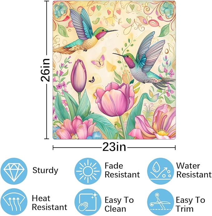 Hummingbird Butterfly Flower Dishwasher Magnet Cover, Reusable Refrigerator Panel Stickers Microwave Front Door Covers Magnets for Kitchen Home Appliances Holiday Party Decorations 23 X 26 in