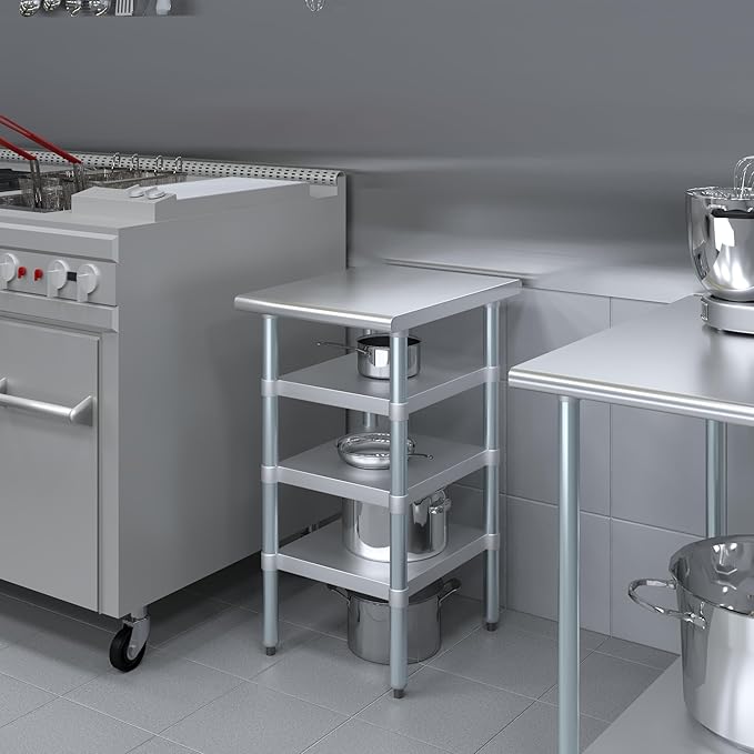 24 in. x 18 in. Stainless Steel Work Table with Three Bottom Shelves | NSF Kitchen Prep Table | Utitly Metal Table