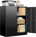 CJF Metal Storage Cabinet, 36" H Locking Storage Cabinet with Shelves and Doors, Metal Cabinets for Home Office, Garage, Utility Room and Basement (Black)