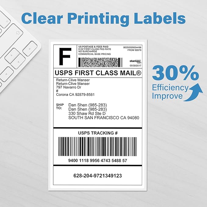 LotFancy 4x6 Direct Thermal Shipping Labels, 1000 Thermal Labels Fanfold with Perforated and Strong Adhesive, White Mailing Label Compatible with Zebra, Rollo Printer
