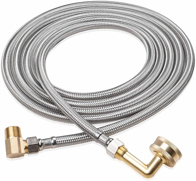 Universal Dishwasher Installation Kit, 10 FT Dishwasher Supply Line, 3/8 Inch Compression x 3/4 Inch FHT Elbow, Stainless Steel Braided Dishwasher Installation Connector, 41015 (10 FT)