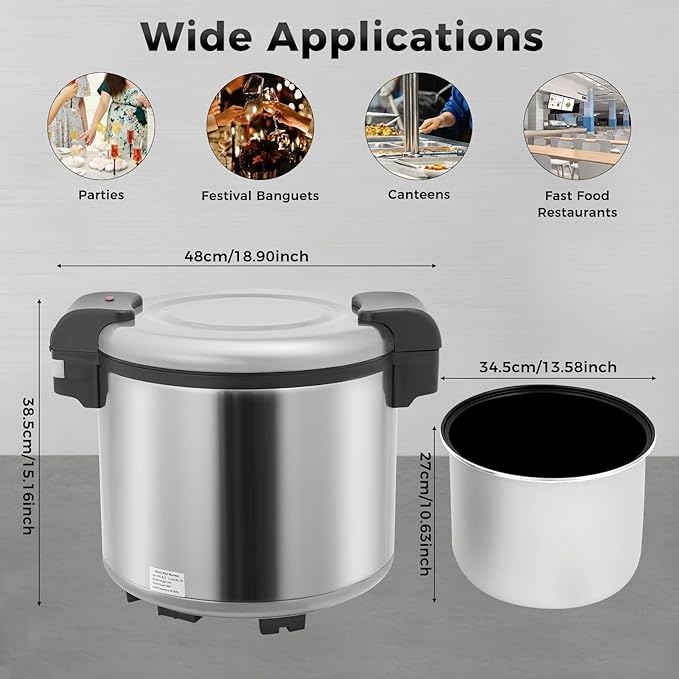 Commercial Rice Warmer & Food Warmer 23L (24.3Qt) Stainless Steel Non-Stick Pot Rice Cooker Warmer Auto Keep-Warm Large Capacity Food Warmer for Restaurants Catering