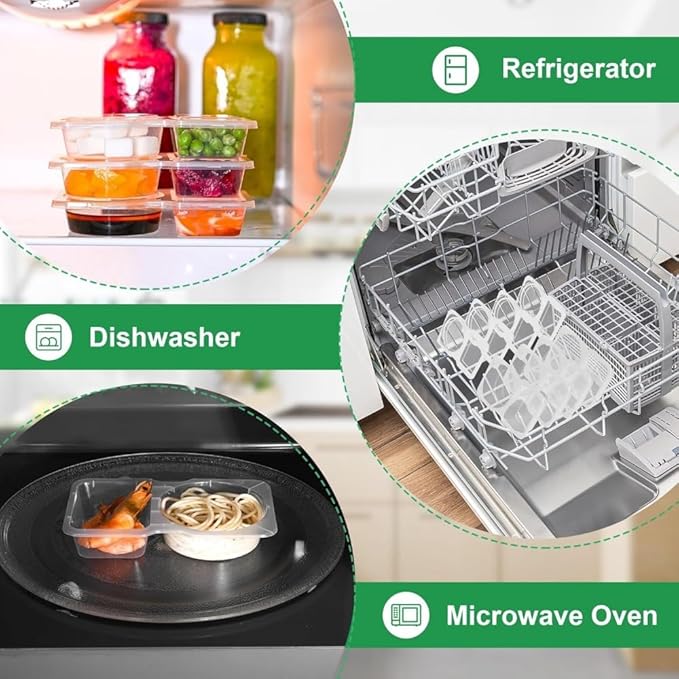 EWUVP 130ml Reusable Snack Containers, 10PCS Double Compartment Dipping Containers with Lid, Snack Pack Containers for Refrigeration, Portion Control, Outdoor Takeaway Sauce Dip Case Disposable Box