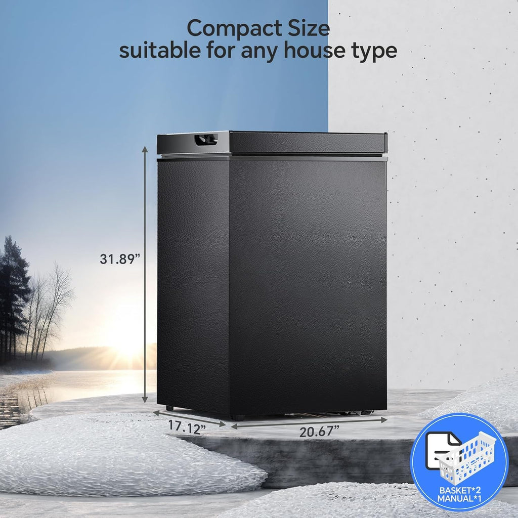 Kismile 3.2 Cubic Feet Chest Freezer, Small Deep Freezer for Home, Black