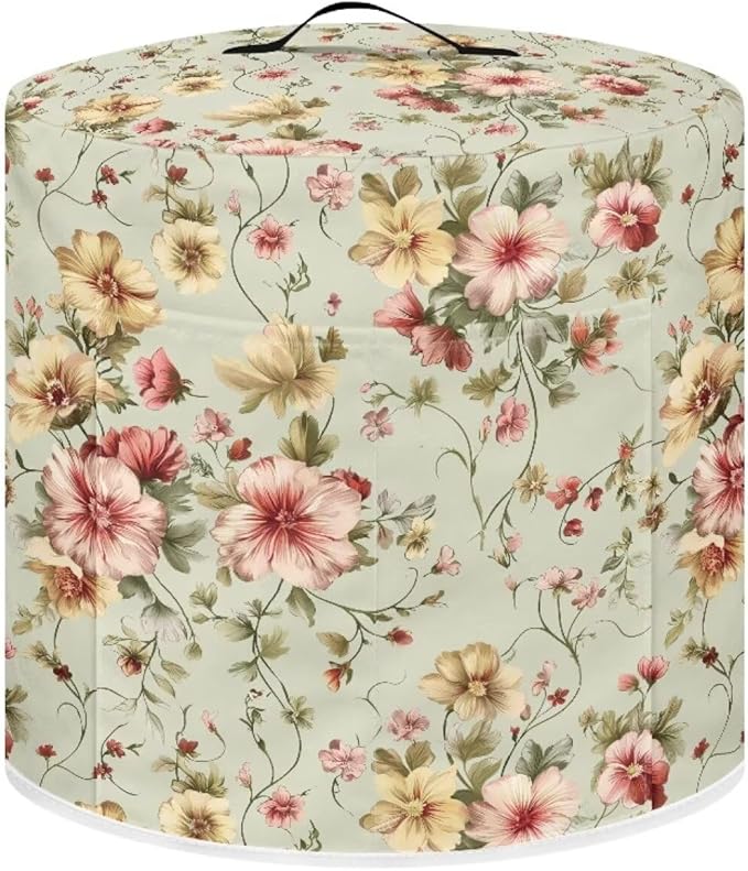 Floral Air Fryer Cover Washable Dust Cover for Kitchen Appliance Accessories for 3 Quart Pressure Cooker Air Fryer Rice Cooker Dust Protection with Storage Pockets