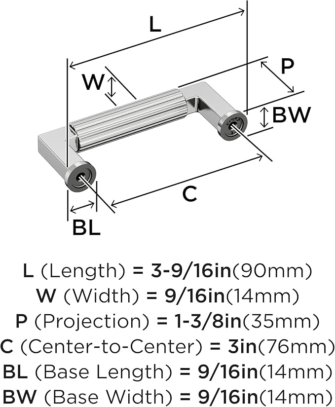 Amerock Ballard 3 inch (76mm) Center-to-Center Polished Chrome Cabinet Pull, BP3764226
