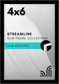 Americanflat 4x6 Picture Frame with Shatter-Resistant Glass - Streamline Collection - Thin Border Photo Frame for Tabletop and Wall Display - Hanging Hardware and Easel Stand Included - Black