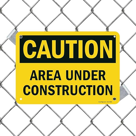 SmartSign - U9-1377-NP_7x10 "Caution - Area Under Construction" Sign | 7" x 10" Plastic Black on Yellow