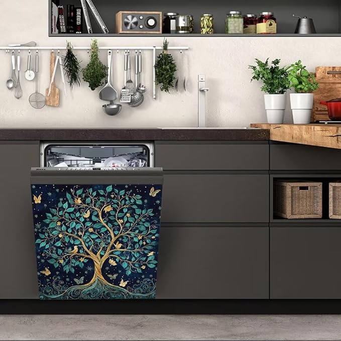 Tree of Life Dishwasher Magnet Covers for Front Door Decal, Magnetic Dishwasher Covers Decorative, Refrigerator Magnet Dishwasher Decal Panel Cover, 23"X17"