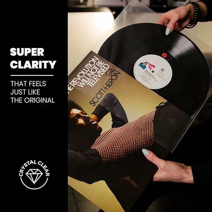 EVEO 100 Vinyl Record Sleeves Outer – Crystal Clear Outer Vinyl Sleeves LP Album Covers 12.75"x12.75" | Perfect Fit Protective 3 Mil Protection for Single & Double LPs - Archival Quality