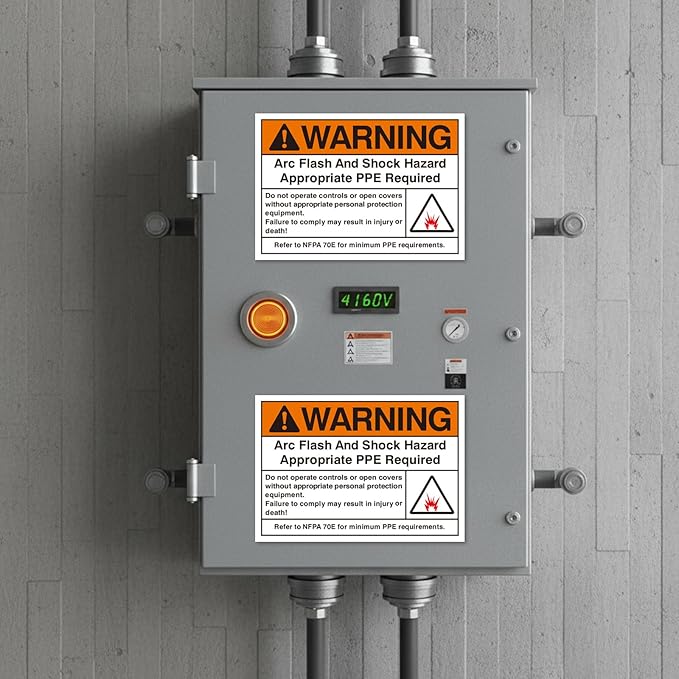 100 PCS Warning Arc Flash and Shock Hazard Label - 3.5 x 5 Black & Orange Electrical Safety Warning Decal High Performance Polyester Safety Sticker Signs for The Workplace