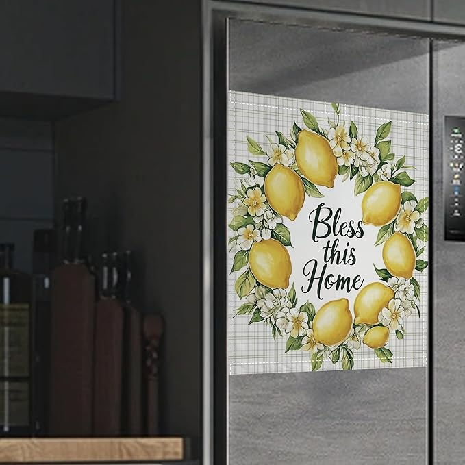 Lemons Magnetic Dishwasher Cover,Floral Dishwasher Covers for The Front Magnetic Dishwasher Panel Decal Cover for Kitchen 23x26inch