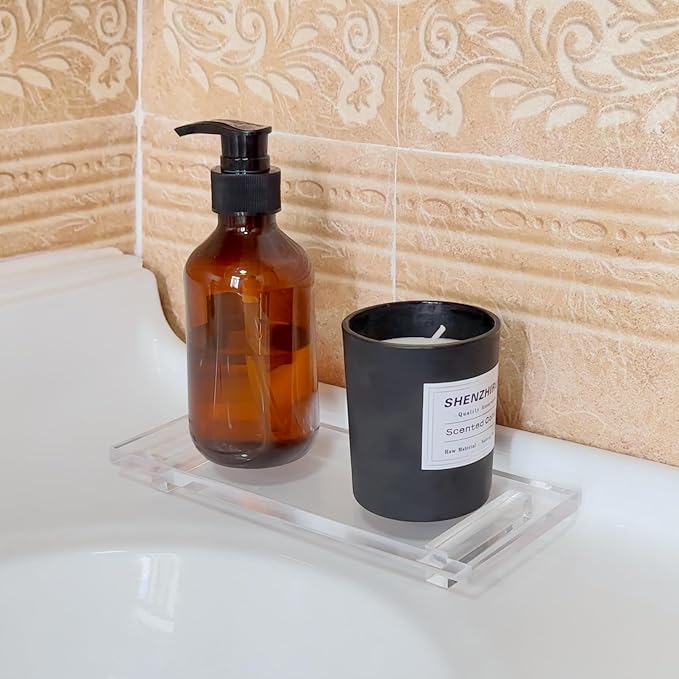 Pedestal Soap Dish, Acrylic Soap Tray for Kitchen, Soap Bottle Riser Stand for Kitchen Sink, Bathroom, Clear