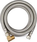 1 Pack Foskan 6FT Stainless Steel Dishwasher Hose With 3/8" Comp x 3/8" MIP 90° Elbow,Flexible Water Line Connector for Standard Dishwashers(HOSE012)