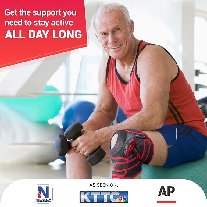 DR. BRACE ELITE Knee Brace with Side Stabilizers & Patella Gel Pads for Maximum Knee Pain Support and knee recovery for men and women-Please Check How To Size Video (Sunrise, Small)