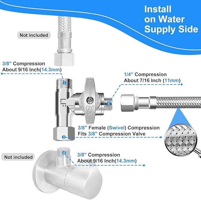 Fridge Water Line Kit - 30FT Premium Stainless Steel Braided Refrigerator Water Line with Tee Stop Valve,Foodgrade PEX Inner Tube Ice Maker Water Line with 1/4" Fittings for Refrigerator Ice Maker