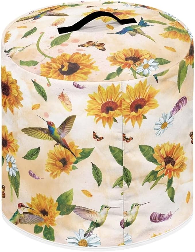 Hummingbird Covers Appliances Sunflower Pressure Cooker Cover Dust Cover for Kitchen Appliance Round Protective Cover Bag with Pocket and Handle Slow Cooker Bag