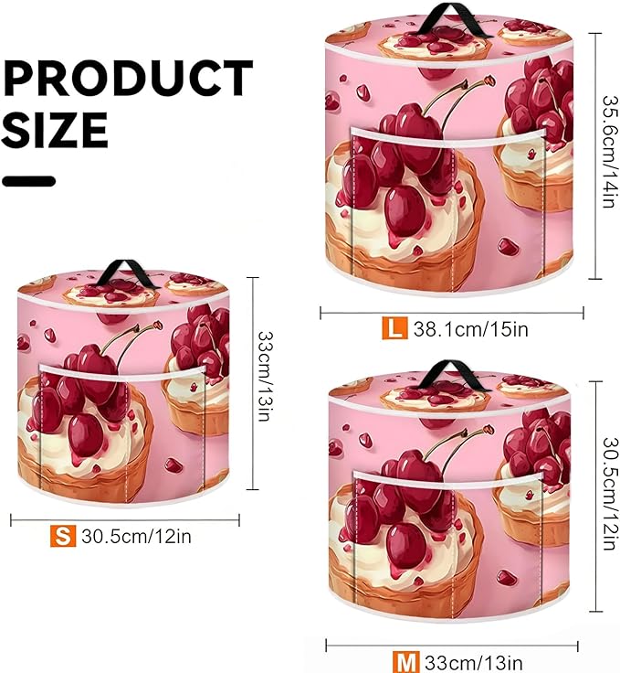 Rice Cooker Cover, Dust Cover for Kitchen Appliances with Handle and Storage Pocket, Easy to Clean Kitchen Decor Gift, Fits 3-6-8 Quart Instant Pot, Slow Cooker and Air Fryer