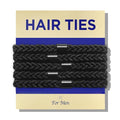 Braided Mens Hair Ties For Men - For Buns Curly Thick Dense Hair Elastic Hair Ties For Guys | No damage Crease Breakage Black 5 Count (Pack of 1)
