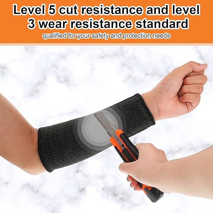 Neer 4 Pair Protective Arm Sleeves for Thin Skin Anti-Cut Burn Resistant Cover Forearm Sleeve for Cooking Construction(Black, 7.9 Inch)
