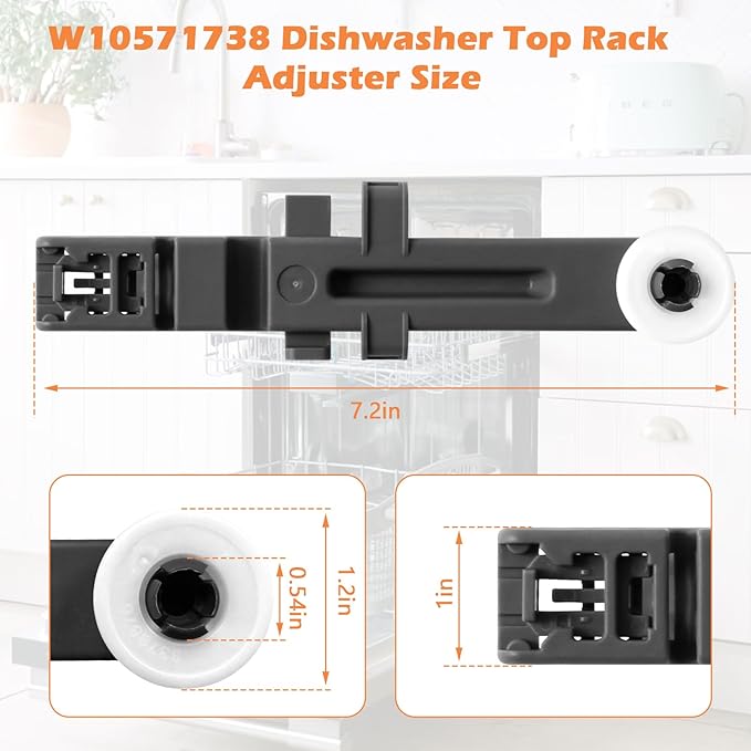 W10571738 3449627 Dishwasher Upper Dishrack Adjuster and Wheel Assembly Replacement for Whirlpool, Maytag, KitchenAid, Magic Chef Dishwasher Replace Parts PS11756470, WPW10571738, AP6023130 (1 Pack)