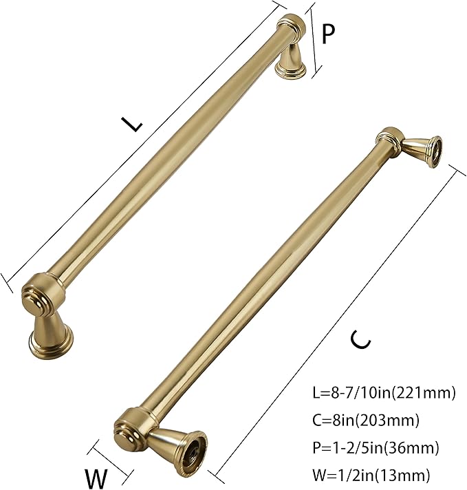 khtumeware 10 Pack 8 Inch(203mm) Champagne Bronze Cabinet Pulls Champagne Brass Kitchen Cabinet Handles Kitchen Cabinet Hardware for Cupboard Drawer Handles Dresser Pulls