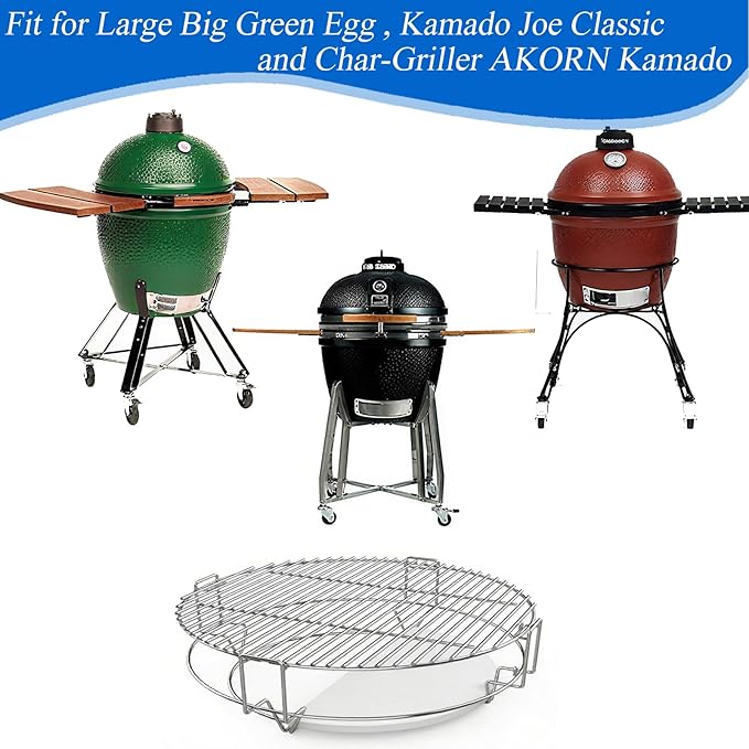 S2C (1-Pack) Cooking Grate System Grilling Accessory for 18" Kamado Joe Classic, Large Big Green Egg, Coyote The Asado Cooker, Pit Boss and Other kamado Grill