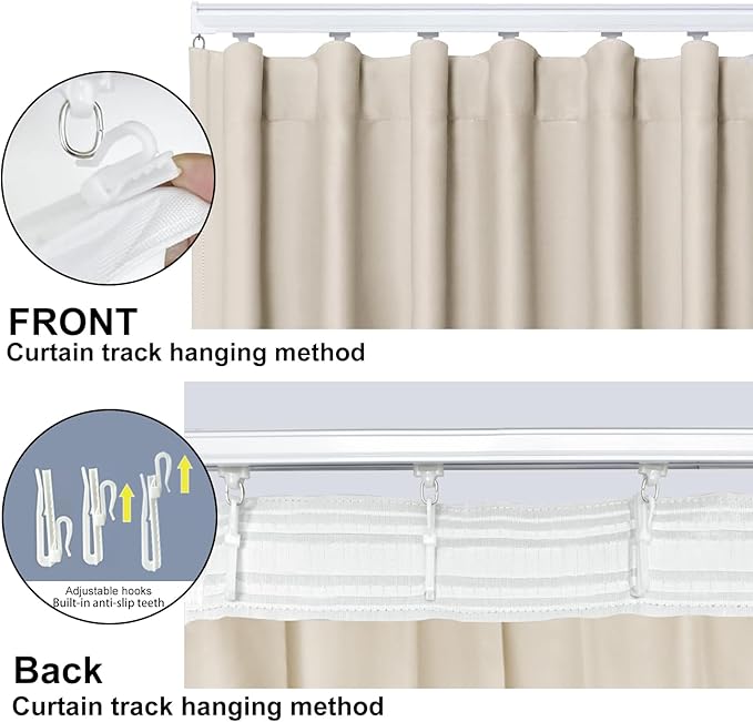 Room Divider Blackout Curtain Track Curtains Wall Dividers Panels Screen for Living Rooms Bedroom Office Privacy Partition Separation, W120 × L96 Inch,1 Panel, Beige