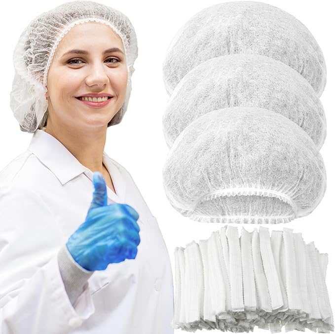 Yahenda 1000 Pcs Disposable Bouffant Caps Bulk Hair Nets 21" Non Woven Hairnet for Food Service Restaurant Lab Kitchen
