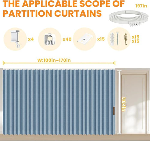 100% Blackout Drapes for Sliding Glass Door - Thermal Insulated Door Blinds Patio Door Curtains Vertical Blinds for Window(Blue, W180 x L84, 1 Pack)