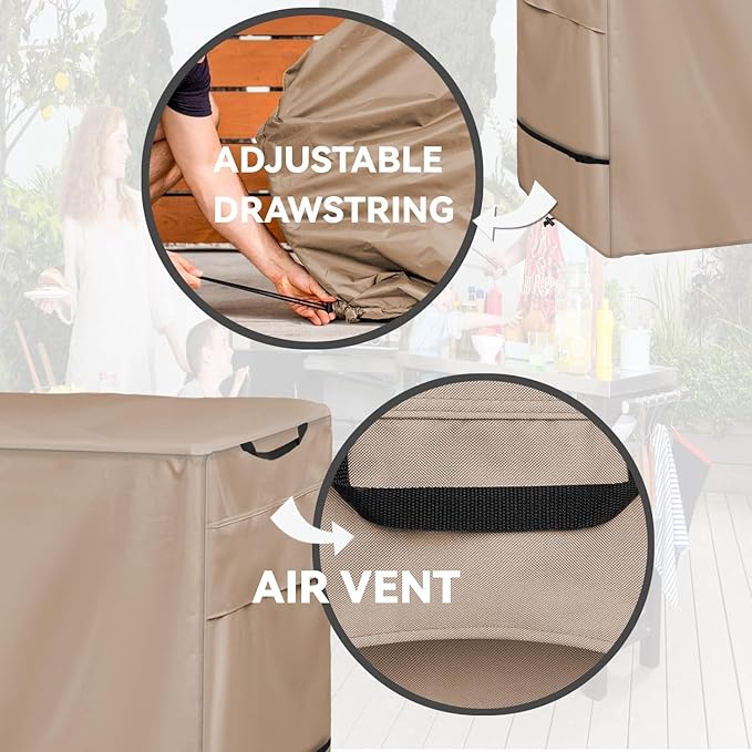 Pizza Oven Table Cover- Heavy Duty Waterproof Cover for Pizza Oven Cart Table,Compatible with 51 inch Outdoor Utility Cart and Storage Cabinet Khaki