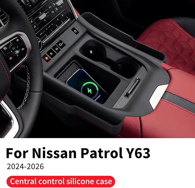 Central Control Silicone Storage Box for 2024-2026 Nissan Patrol Y63 Xe Se Titanium Se Platinum City Central Control Panel Tray Organizing Box Interior Modification Accessories (Chassis-Free Lifting)