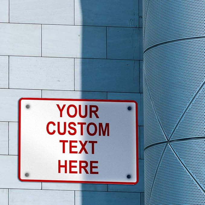 Aluminum Weatherproof Metal Sign Multiple Sizes Custom Personalized Text Here White Red Danger Horizontal Street Signs 14x10Inches