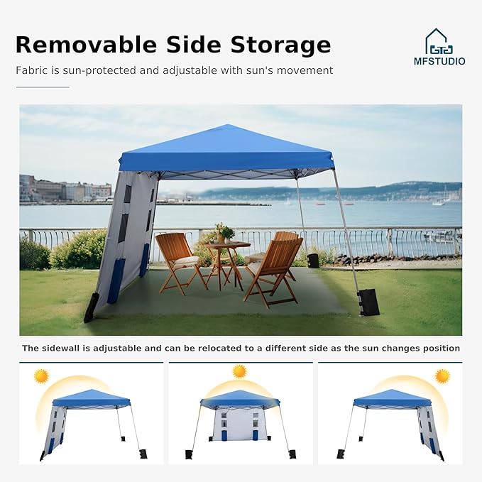 MFSTUDIO 12x12 Pop up Canopy Tent, Gazebo Shelter Sun Shade Canopies Patio Portable Popup Tents Easy Setup Waterproof with 9x9ft Top, 1 Sidewall, for Beach,Parties,Picnics