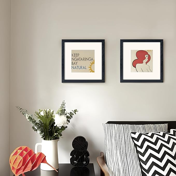 Fun Memories 8x8 Oak Wood Picture Frame in Black, 8"x8" Photo Frame for Wall, Square Frames 8x8 with Stand for Tabletop Display, Real Tempered Glass, 8 x 8 Picture Frames (Black Color, 1 Pack)