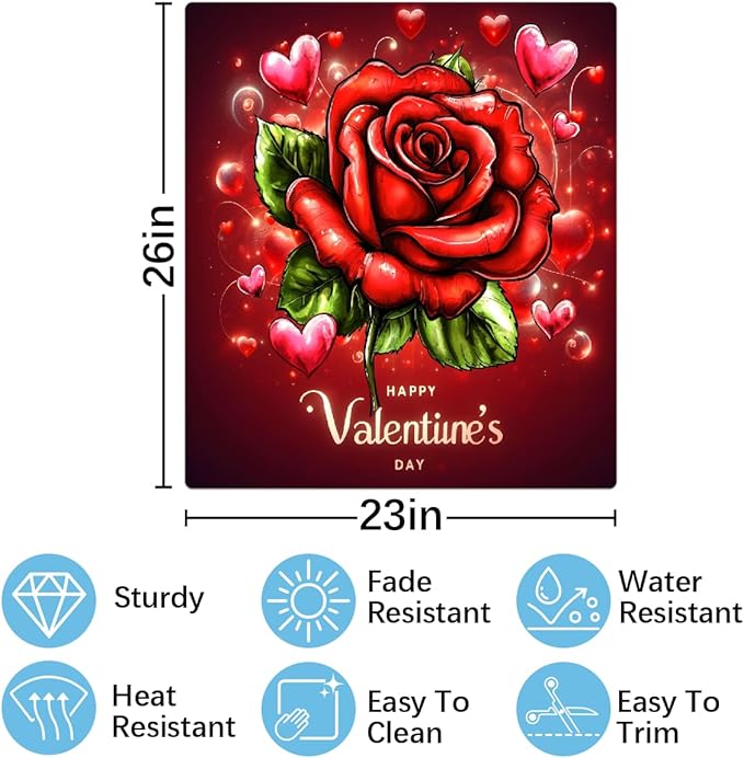 Valentine Day Flower Rose Dishwasher Magnet Cover Magnetic Dishwasher Decorative Cover Front Dishwasher Door Covers Reuseable Dishwasher Covers Decal for Kitchen Home Decorative