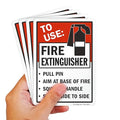 SmartSign (4-Pack) 7" x 5" 'to Use Fire Extinguisher - Pull Pin, Aim at Base, Squeeze Handle' Sticker Labels, 5 mil Laminated Polyester with SuperStick Adhesive, Red/Black/White, USA-Made