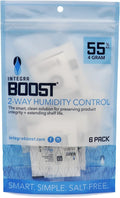 Integra Boost 55% RH Level - 4 Gram Size - Two-Way Humidity Control Pack - Incl. Replacement Indicator Cards - Food Storage & Herbs Moisture Balancer for Up to 1/2 oz (Pack of 6)