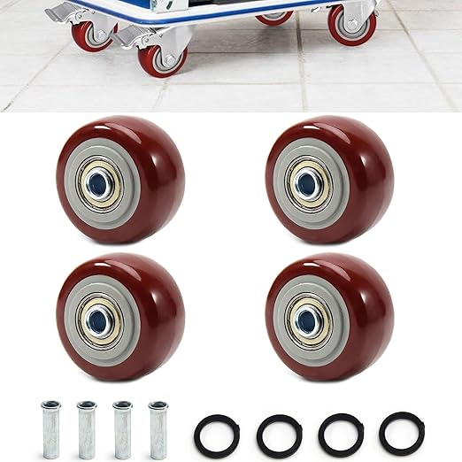 2.5 Inch Caster Wheels Heavy Duty Lockable Bearing Plate 4 PCS Shelf Replacement for Platform Trucks Cart Furniture Workbench up to 220LBS/100KG