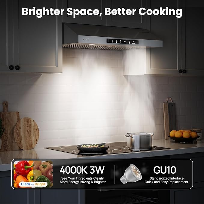 Range Hood 36 Inch Under Cabinet, 900 CFM Dual Centrifugal Motor, 3-Speed Ducted Kitchen Vent, Reusable Filters, Stainless Steel Kitchen Exhaust Fan with LED Lights